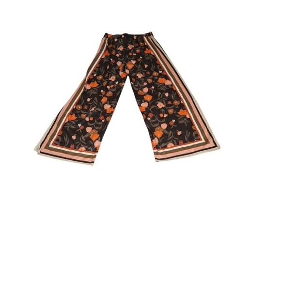 ZARA WOMAN SATIN EFFECTED FLORAL WIDE LEG PANTS - Picture 2 of 5